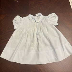 Carriage Boutique Light Blue Baby Dress with Embroidered Details